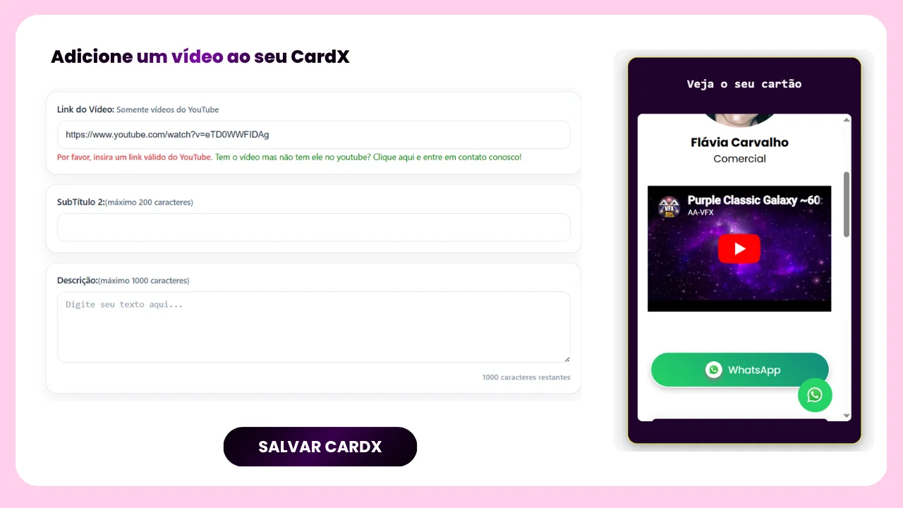 Prévia da edição do vídeo no sistema CardX