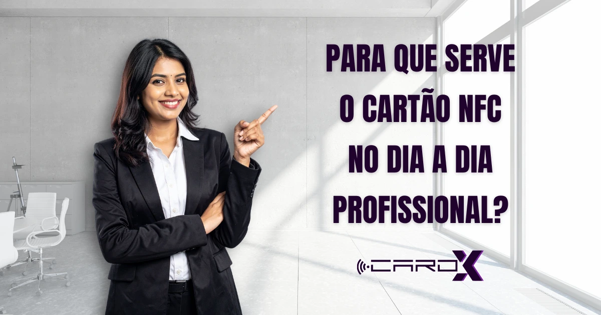 Ilustração explicando a tecnologia NFC e sua aplicação em cartões de visita