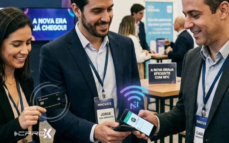Exemplos de uso do cartão NFC: reuniões, eventos, atendimento ao cliente