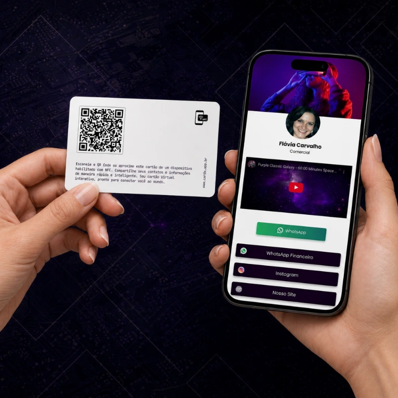 Cartão NFC com QR Code para acesso ao perfil digital
