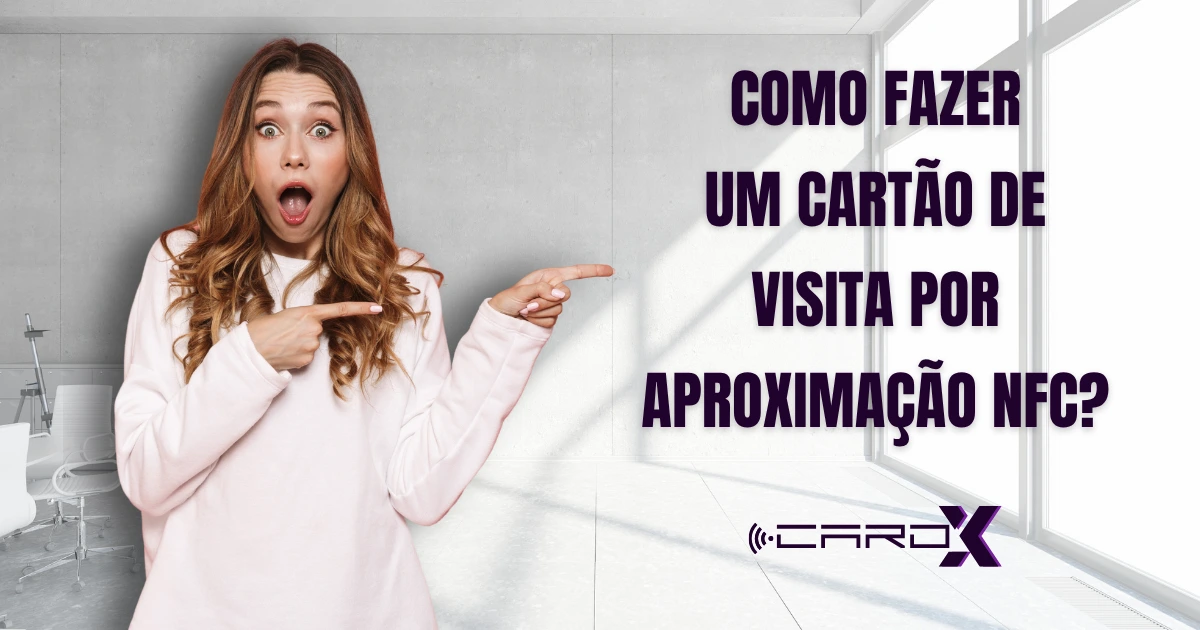 Ilustração explicando a tecnologia NFC e sua aplicação em cartões de visita