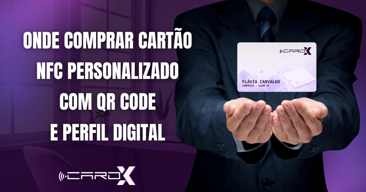 Ilustração explicando a tecnologia NFC e sua aplicação em cartões de visita