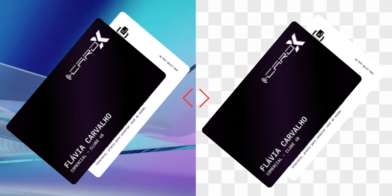 Ilustração do removedor de fundo de imagem com exemplo de antes e depois